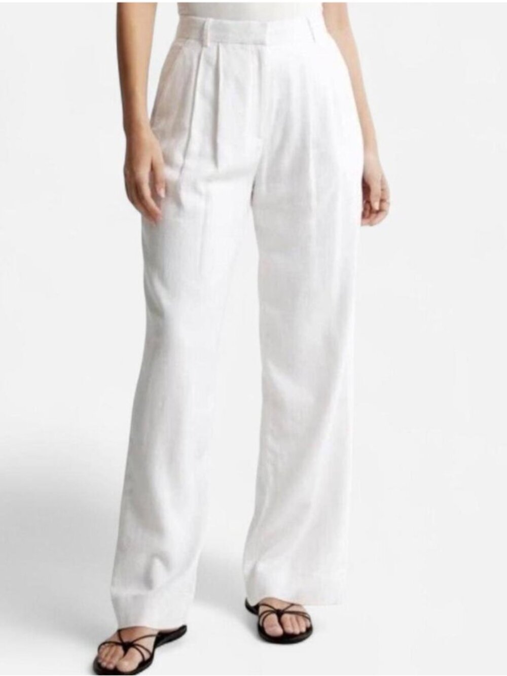 Abercrombie & Fitch Sloane Tailored Pants Women’s 25S Linen Blend Cream/White